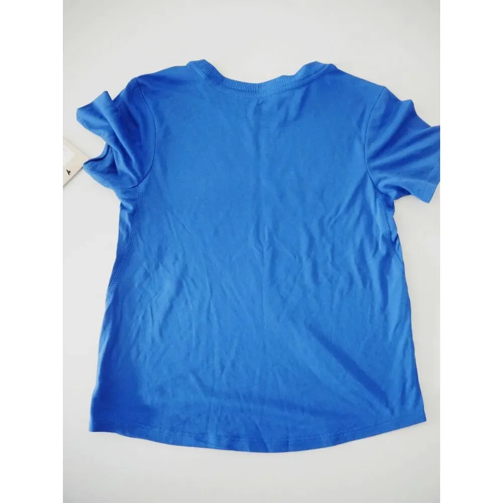 Nike Girls Blue Dri-FIT T-Shirt Size 6-7 kids Athletic Performance Swoosh Tee